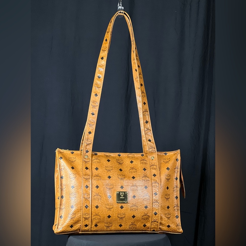 MCM Cognac Visetos Shoulder Bag with Monogram